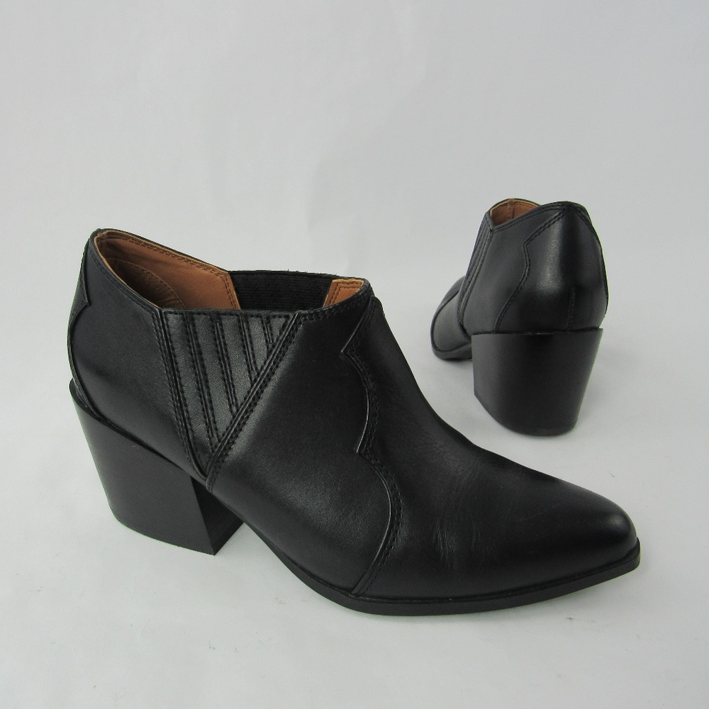 Aldo Booties Ankle Boots Black Leather Gored Snip